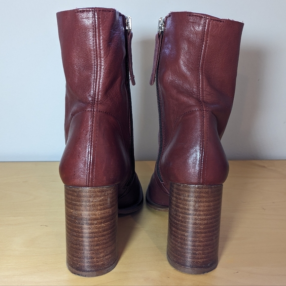L'INTERVALLE Burgundy leather Boots! MADE IN SPAIN size 37= 6.5, 7 - Picture 9 of 9